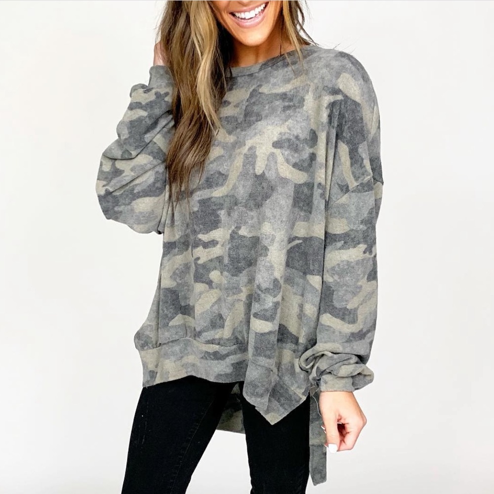Fantastic Fawn Camo Nubby Oversized Long Sleeve Tee